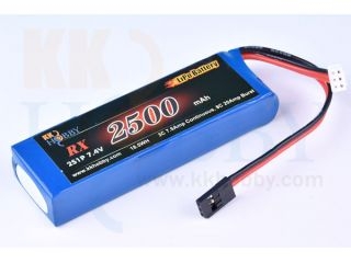 [KK11A5A]【四角型】受信機用リポバッテリー KKHOBBY 7.4V 2500mA 