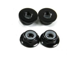 [hnql5-b-c]M5 Black Aluminum Flange Lock Nut 逆ネジ(4pcs/bag)【在庫限りで販売終了】